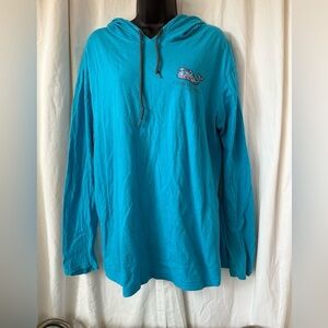 Vineyard Vines Lightweight Cotton Hoodie Womens Sz L ARUBA Edition Tropical Blue